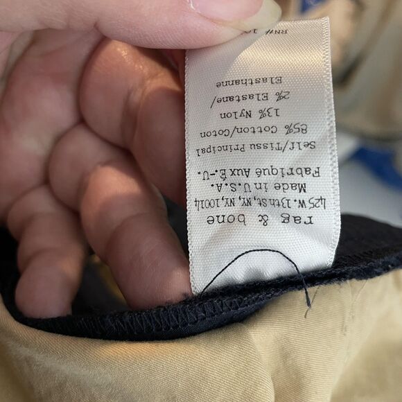 rag & bone Shorts Mens 33 Black Seersucker Chino Made in USA Button Flap Pockets - Picture 10 of 11